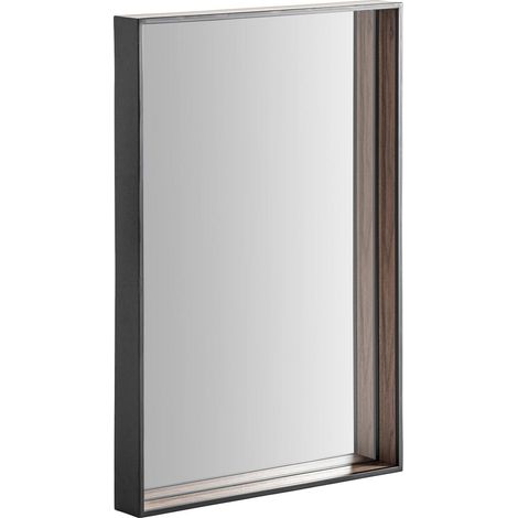 Miroir mural contemporain en fer noir finition marbrée - Noir marbré élégant (1/4)