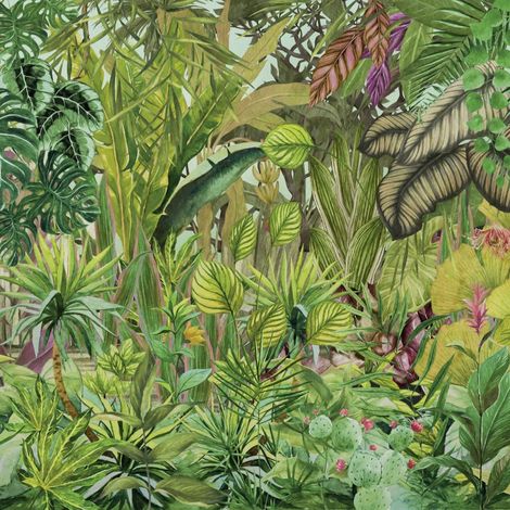 papier peint panoramique feuilles de la jungle vert  - Komar