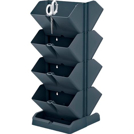 Confezione 2 Pastello verticale Prosperplast Mini Plastica Cascata Cascata Antracite 19.5 x 11.4 x 47,5 cm con 2 forbici JAR (1/5)