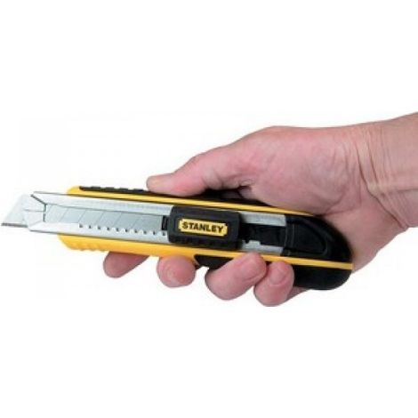 Stanley – Cutter cartouche 25mm – Acier anti-corrosion – Verrouillage de la lame pour sécurité – Casse-lame intégré – Pour bois dur