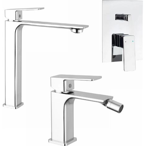 Set miscelatori lavabo alto bidet senza scarico e incasso doccia c deviatore cromato Ingrid (1/4)