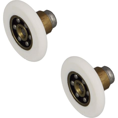 Roulement pour Cabine de Douche Lot de 2 Unités Ø 20/12 mm Roulement Frontal et Vis M4x20 Pour Porte Coulissante de Douches de Salle de Bain Nylon Blanc (1/2)