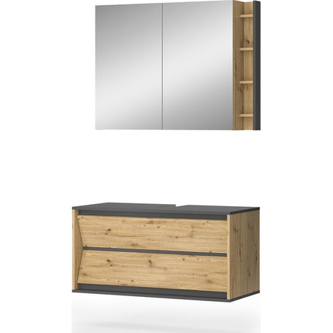 Conjunto de muebles de baño Edelin, Antracita/Artisan, 2 partes, Vicco (1/5)