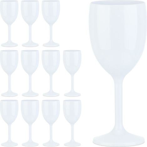 Relaxdays Bicchieri Calici di Plastica, Set, Antiurto, Riutilizzabili, Senza BPA, Champagne e Spumante, Bianco, 12 unità (Confezione da 1) (1/5)