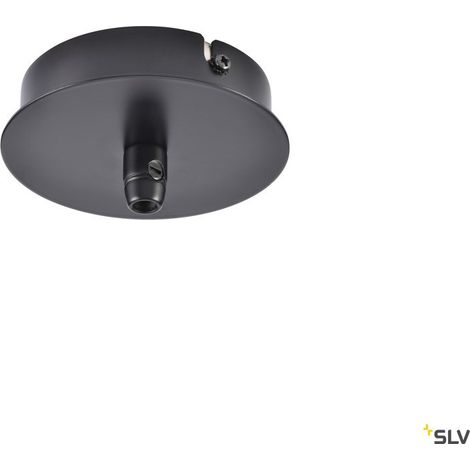 Patère de plafond saillie ronde Ø 85mm noire H39mm 1 passe-fil intérieure pour suspension FITU SLV DECLIC 132600