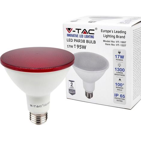 V-TAC VT-1227 92065 Lampadina LED E27 17W PAR38 Colore Rosso (1/6)