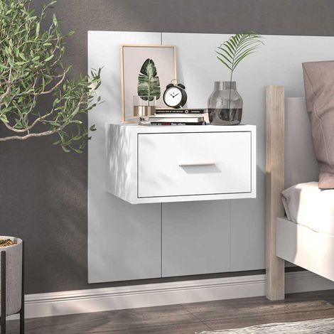 Table de chevet murale-Table de nuit suspendue Blanc 459879 (1/5)