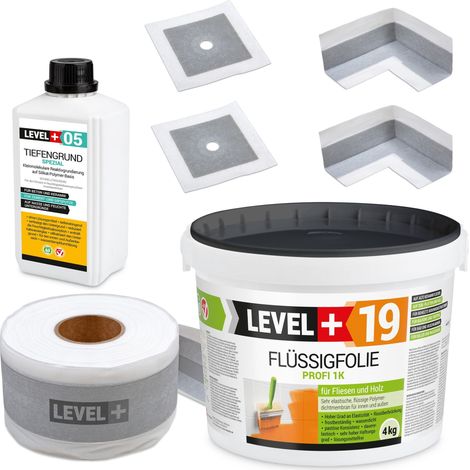 LEVEL+ Dichtset für Duschabdichtung Bad Dichtband Flüssigfolie 4kg SET509 (1/4)