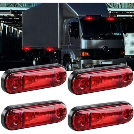 4 pièces LED indicateur de position latérale avant arrière feux de position latéraux 12 V pour camion camping-car camion RV feux de position (rouge) (1/5)