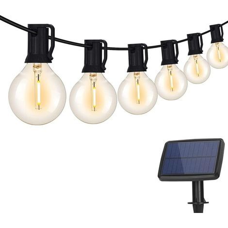 Outdoor Solar String Lights, 7.6M G40 LED String Lights with 12+1 Bulbs, 4 Lighting Modes, IP65 Waterproof, Solar String Lights for Garden, Patio, Party, Christmas, Warm White (1/5)