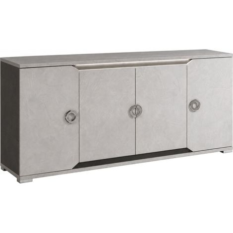 Buffet 4 portes 1 tiroir + Led aspect ciment et gris anthracite - LIBECCIO (1/5)