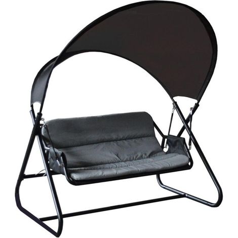 PROLOISIRS Balancelle de jardin Kerada en acier 2/3 places - Assise en TPEP - grey/noir