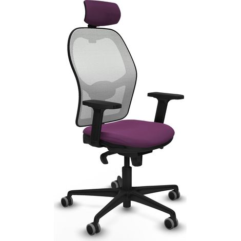 Jorquera sincro malla blanca similpiel morado brazos 2D base nailon cabecero 2D ruedas 65mm engomada (1/5)