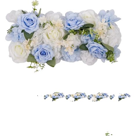 Ghirlanda artificiale, dal design elegante, ideale per matrimoni, facile da installare, blu e bianca. (1/2)