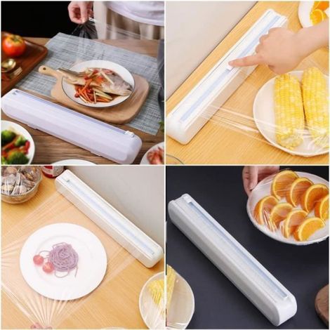 Distributeur Film Alimentaire - Tête Double Lame - Fixation Ventouse - Acier Inoxydable Et Abs - 37 X 6 X 5 Cm - 12 Ventouses (1/4)