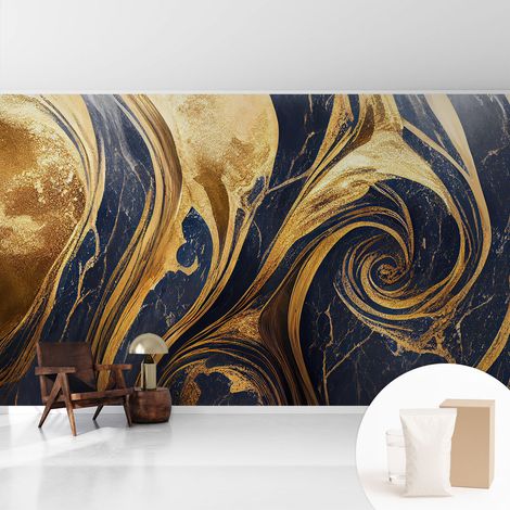 Tapete Vliestapete mit Kleber- abwaschbar - Raumgestaltung Schlafzimmer Wohnzimmer Tapete Marmormuster 416x254 cm (1/5)