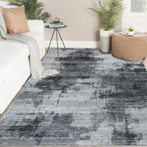Tapis Salon 200x290 Grand Tapis Lavable en Machine Gris Foncé Doux Poil Ras AntidéRapant Moderne Tapis De Chambre Salle à Manger Decoration Salon (1/5)