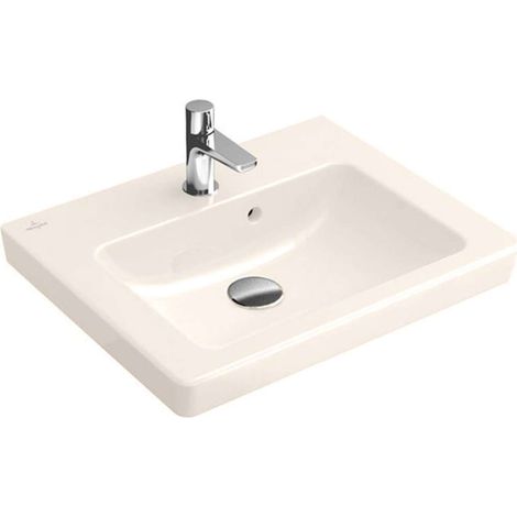 Lavamani, 500 x 400 mm, Rettangolare, per rubinetteria monoforo, foro per rubinetteria forato, con troppopieno, Porcellana sanitaria Pergamon CeramicPlus (1/3)