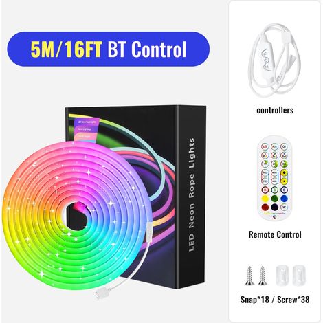 Bande lumineuse LED néon RGB (Bluetooth 5M) avec fonction de synchronisation musicale, idéale pour les fêtes en chambre. (1/5)