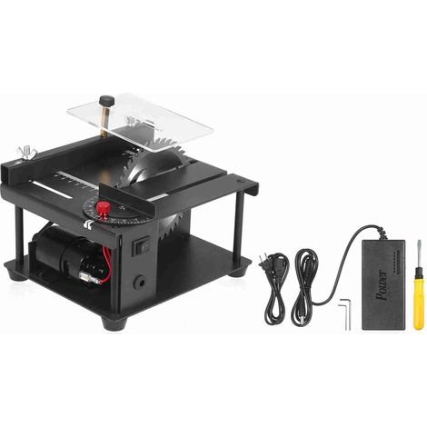 Sierra de mesa multifuncional de 110-240 V, mini sierra de escritorio, máquina de corte eléctrica con hoja de sierra, velocidad y ángulo ajustables, profundidad de corte de 35 mm para cortar madera, p (1/3)