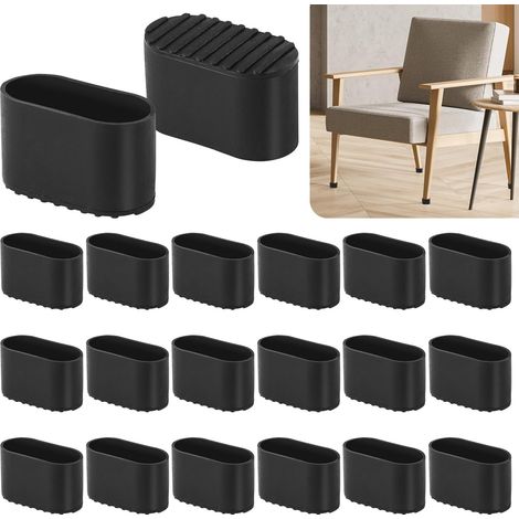 Lot de 20 embouts de pieds de chaise ovales - 40 x 20 mm - Pour chaises de jardin, extérieur - En plastique - Noir (1/5)