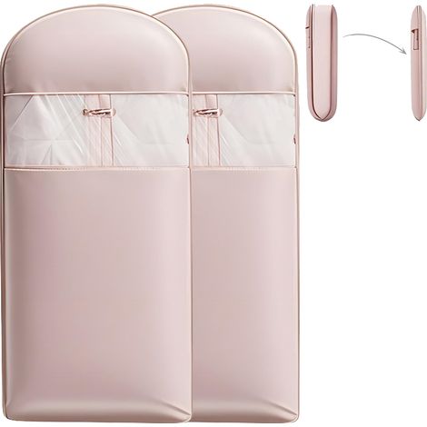 Set di 2 borse porta abiti autocompressive per piumini, rosa, salvaspazio per armadio, 130 cm (1/5)