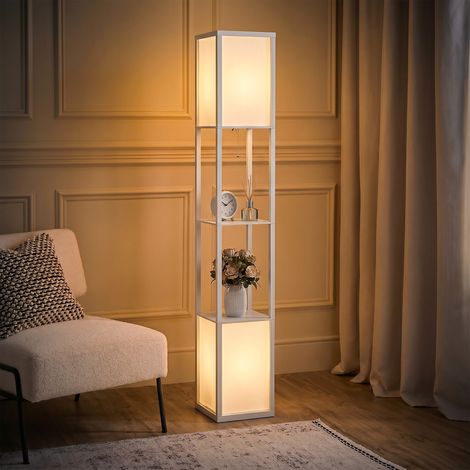 156cm Floor Lamp Shelving Unit - White (1/5)
