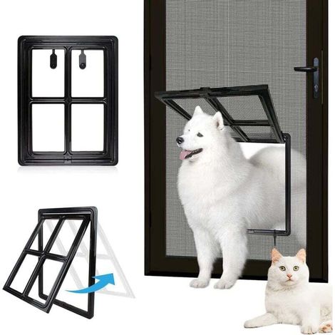 Ikodm – Haustiertür – Öffnung 30,5 cm x 40,6 cm – Automatisches Schließsystem – Schwarz für mittelgroße bis große Haustiere (1/5)