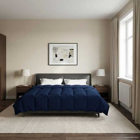 Ganzjahresbettdecke Dunkelblau 240 x 260 cm Mikrofaser