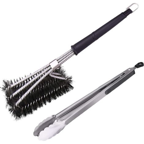 Spazzole per barbecue 3 in 1, setole in acciaio inossidabile resistenti, per una pulizia rapida ed efficace di tutte le griglie (1/4)