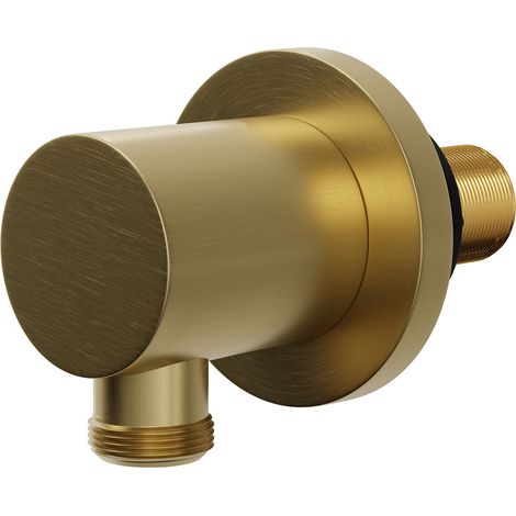 Colore Round Brushed Brass Deluxe Shower Elbow (1/5)