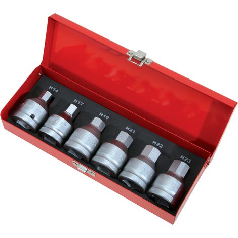 Kstools – Jeu de douilles à embout électrique 3/4" – 6 pièces – Acier chrome-molybdène – Pour vis à six pans creux – Norme ISO 1174 (1/10)