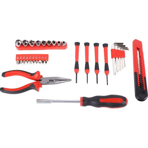 Kit de 31 outils de bricolage : tournevis, pince à bec long, clé en acier au carbone, set domestique (1/5)