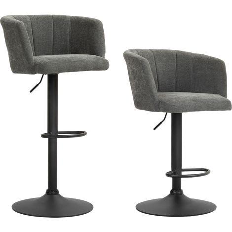 Tabouret de bar, réglable en hauteur, avec repose-pieds, 59 x 53 x 110 cm, gris foncé (1/5)