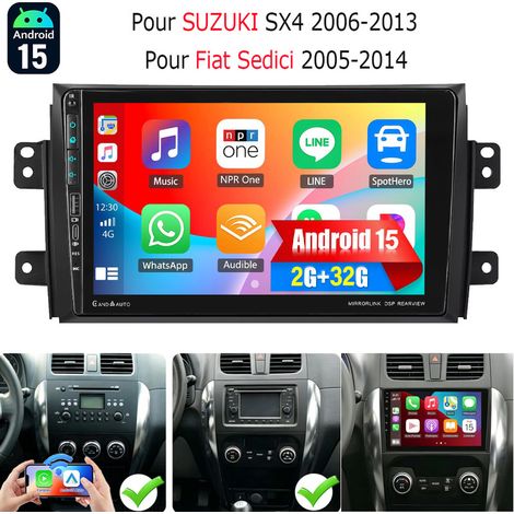 Autoradio Android 15 avec GPS, commandes au volant et Bluetooth pour SUZUKI SX4 Fiat Sedici - 2+32G