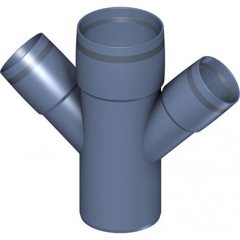 PoloPlast POLO KAL XS Raccord double à branchement DN 75/50/50, 45 degrés, Horizontal (1/2)