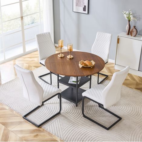 Conjunto mesa comedor redonda con 4 sillas y almacenaje OKMYHOME (1/5)