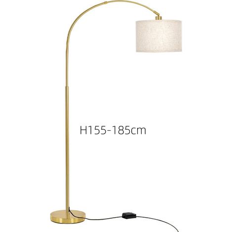 Lampadaire Doré Salon, Lampe à Arc Abat-Jour en Lin Beige(Aucune source de lumière) (1/5)
