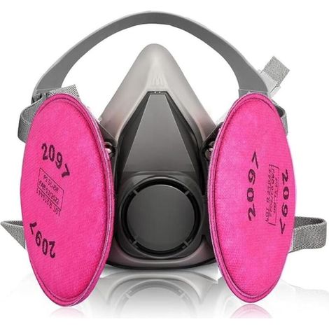 Masque Anti Poussiere DemiVisage avec 2097 Filtre, Masque Respiratoire Réutilisable pour Peinture,Gaz,Travaux,Produit Chimique, Resine Epoxy,Ponçage, Travaux de Construction, Pulvérisation (1/5)
