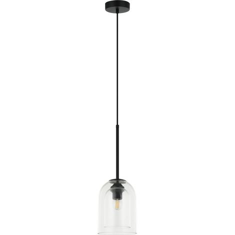 Suspension Art déco noire verre clair double E27 Elaris (1/3)