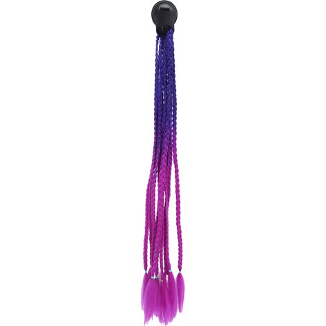 Casque moto punk avec attaches tresses style pigtails et ventouses, décoration bleu violet pour riders (1/5)