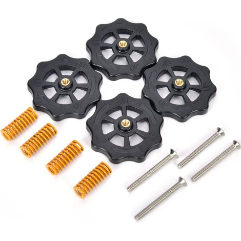 Kit de nivellement de plateau chauffant pour imprimante 3D KOONOVO : écrous M4 vissés à la main et vis à ressort