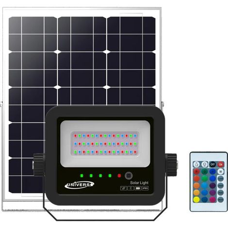 Faretto LED Solare RGB 40W da Esterno IP65 con Telecomando, Luce Multicolore 150 Lumen, Illuminazione Giardino e Facciate - Watt: 40W