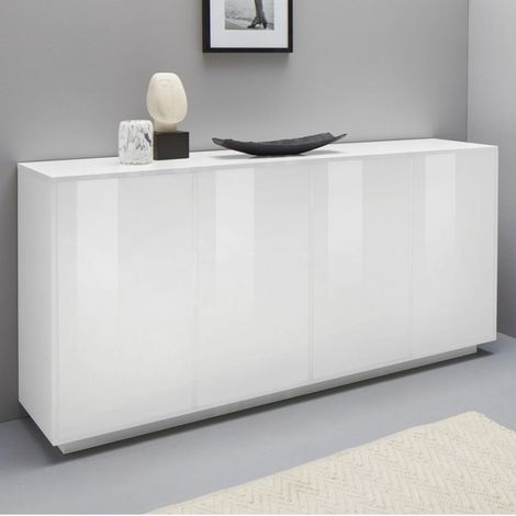Madia 4 ante per Soggiorno Moderna 180,1x41,4x86cm - ENIGMA - Colore: bianco laccato (1/5)