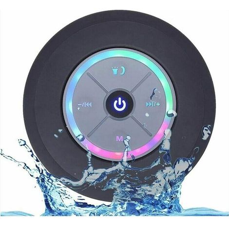 Enceinte de douche Bluetooth, radio de douche Bluetooth étanche IPX7 avec radio FM, haut-parleur mains libres, ventouse puissante pour le golf, la plage, la douche et la maison
