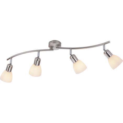 Plafoniera lampada da soffitto soggiorno 4 fiamme orientabili argento L 90 cm (1/5)