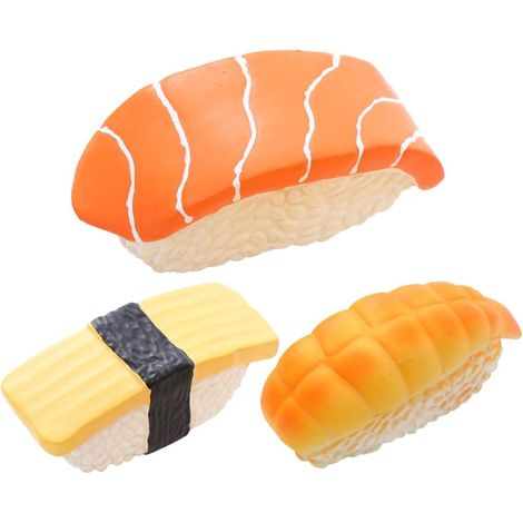 Lot 3 jouets chien sushi latex, couineur résistant lavable (1/5)