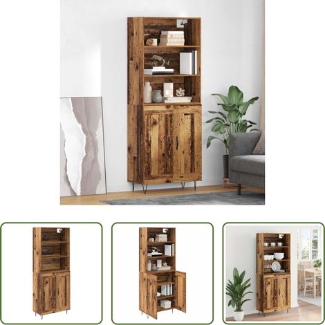 vidaXL Buffet salle à manger - Haut Armoire 2 pcs Bois ancien Bois d'ingénierie (1/5)
