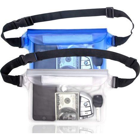 sacoche étanche étui étanche pour téléphone portable housse de protection avec sangle réglable pour le ski pour les sports nautiques, la plage, la natation, la navigation de plaisance, 2 pièces, (1/5)