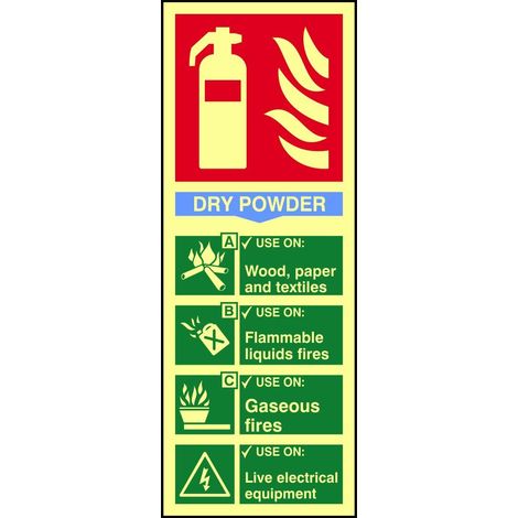 Scan 1593 Fire Extinguisher Composite - Dry Powder - Photoluminescent 75 x 200mm SCA1593 (1/3)